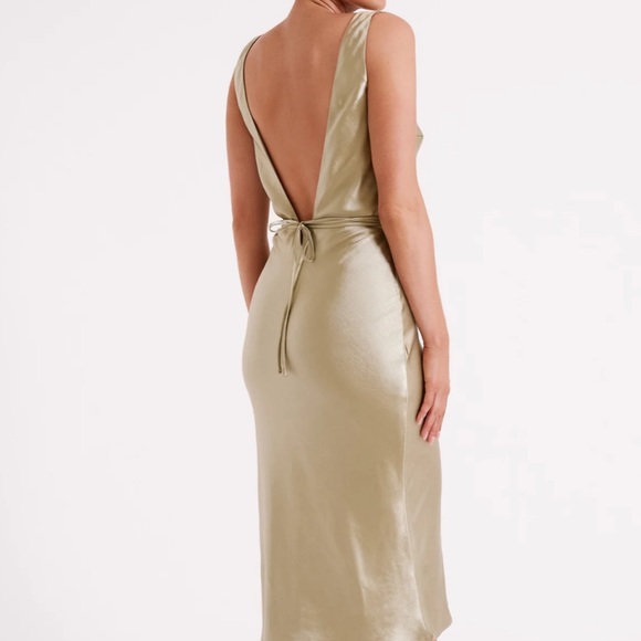 Elouise Tie Around Satin Midi Dress - Picture 4 of 10